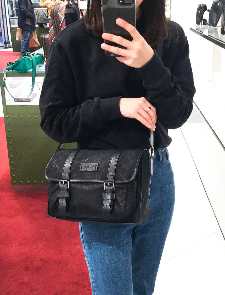 Gucci GG Guccissima Black Nylon Small Messenger Bag 510335