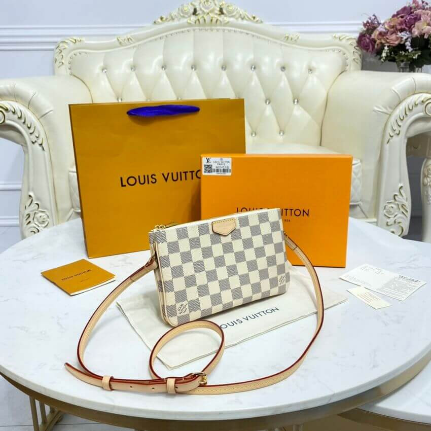 Louis Vuitton Damier Azur Double Zip Pochette N60460