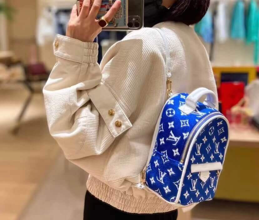 Louis Vuitton Monogram Jacquard Velvet Palm Springs Mini M46207 Blue