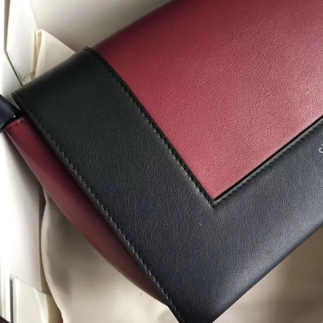 Celine Frame Medium Shoulder Bag 180263 Black/Burgundy