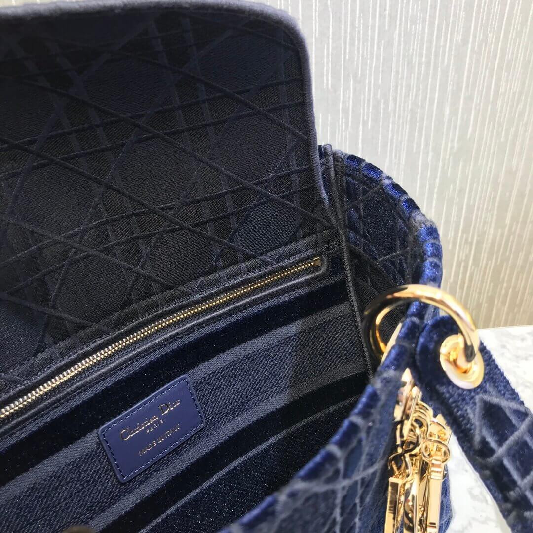 Dior Medium Lady D-Lite Bag Embroidered Velvet M0565O