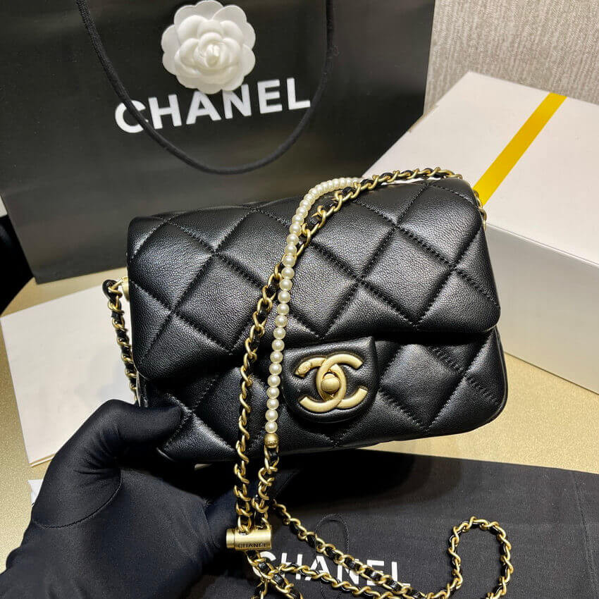 Chanel Lambskin Mini Flap Bag AS2855 Black