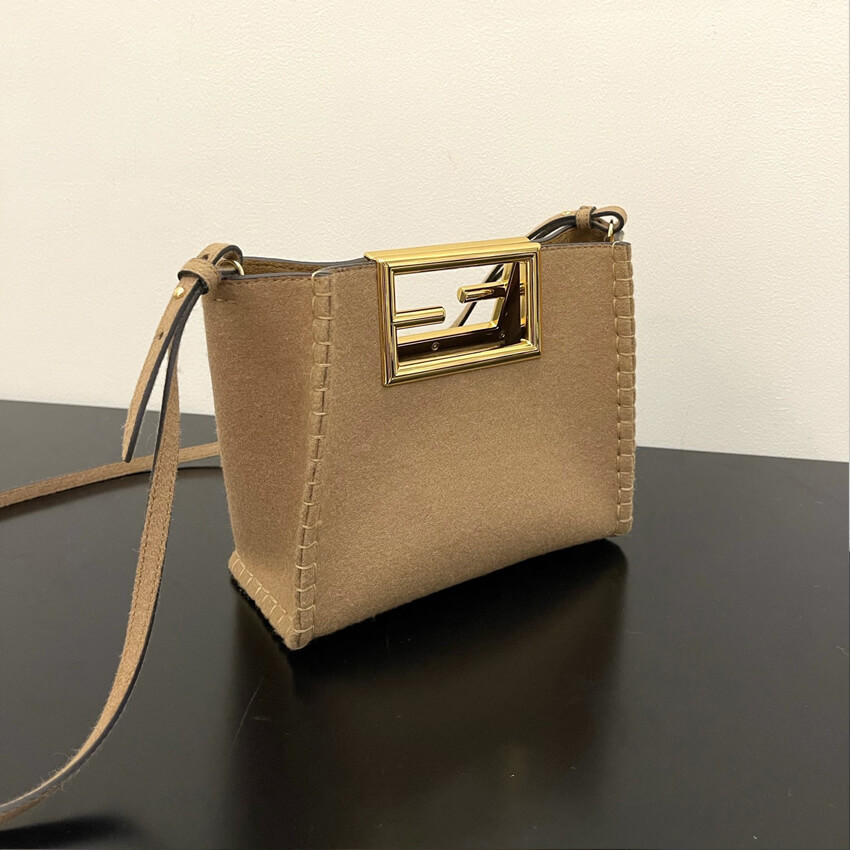 Fendi Beige Flannel Small Way Bag 8BS054