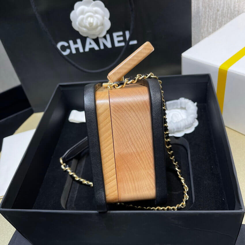 Chanel Vanity Case Beech Wood AS2926 Beige Black