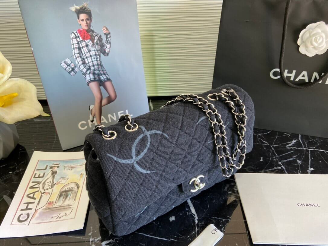 Chanel Denim Classic Flap Jumbo Large Bag AS2072