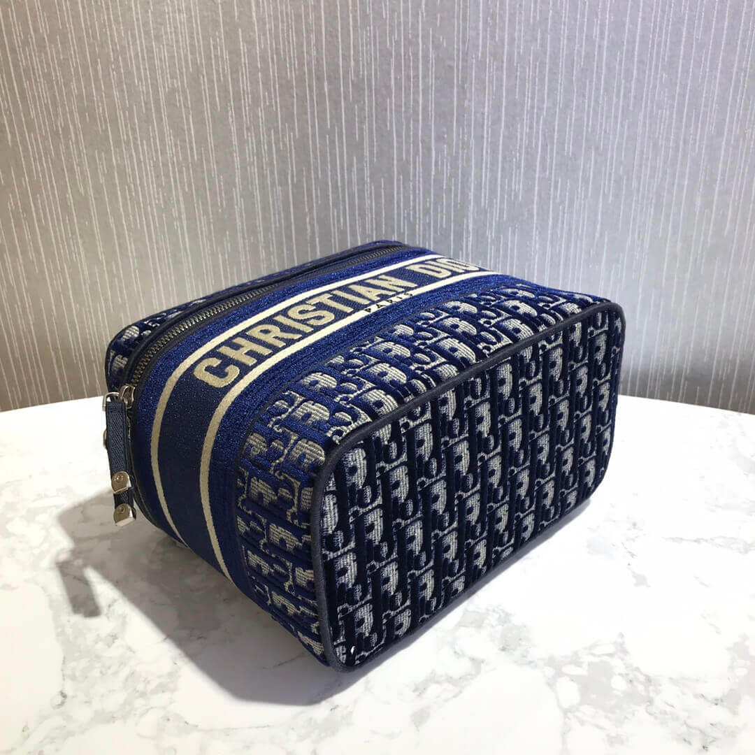 Dior Oblique Embroidered Velvet Diortravel Vanity Case S5480V