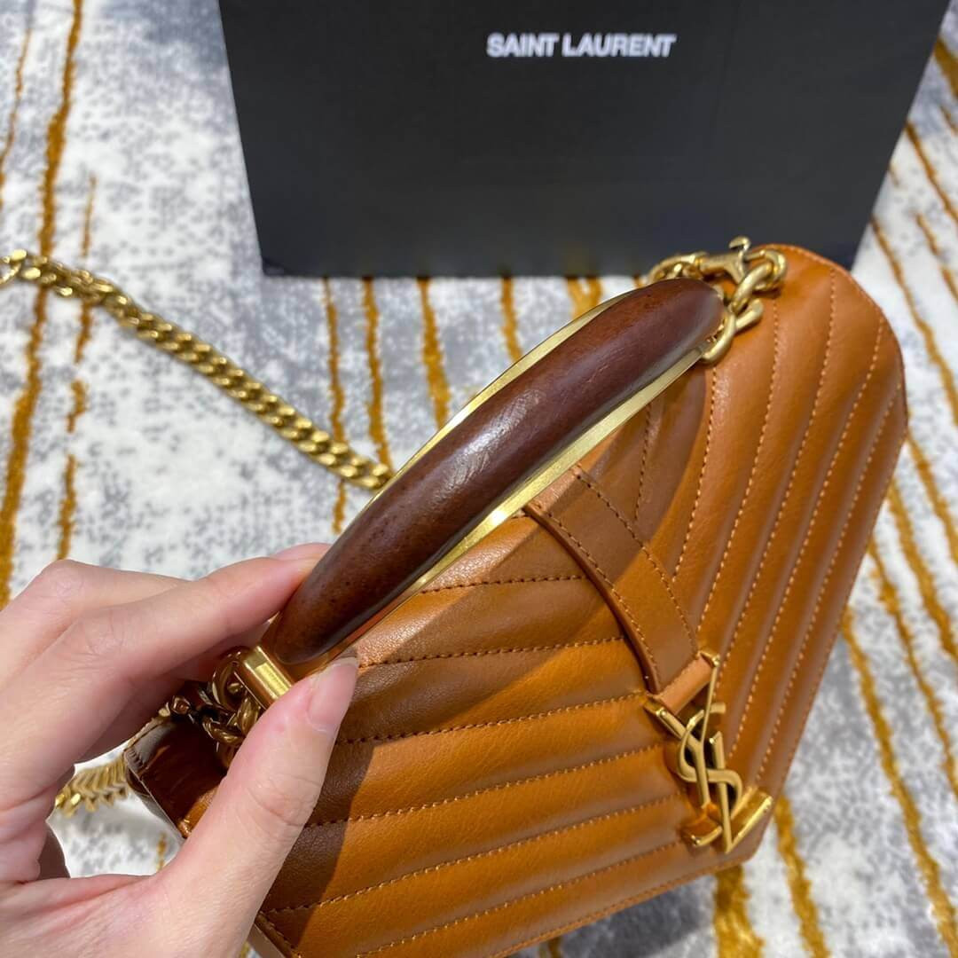 YSL Saint Laurent Medium Monogramme College Bag With Wooden Handle 500839