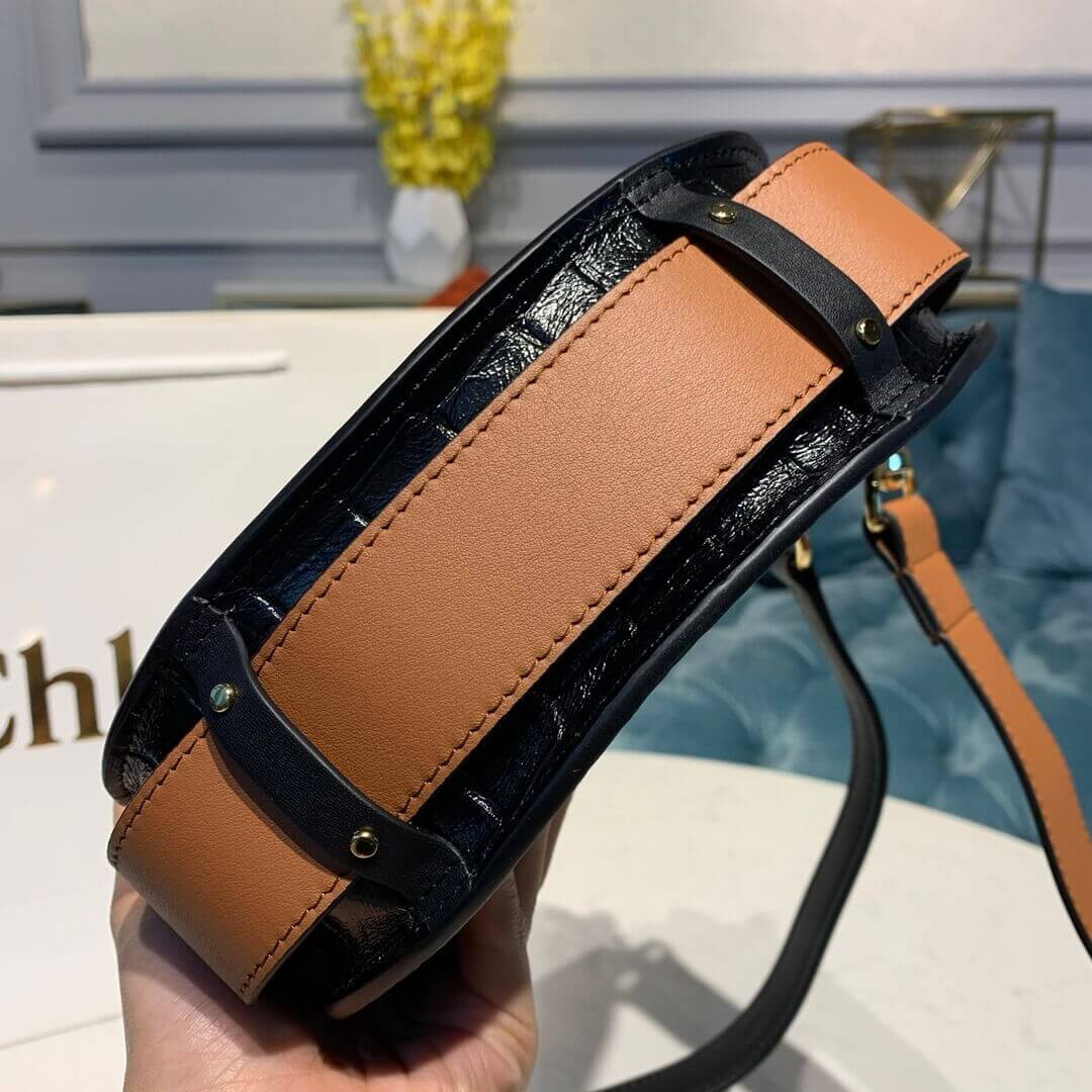 Chloe Small Tess Bag In Embossed Croco A876