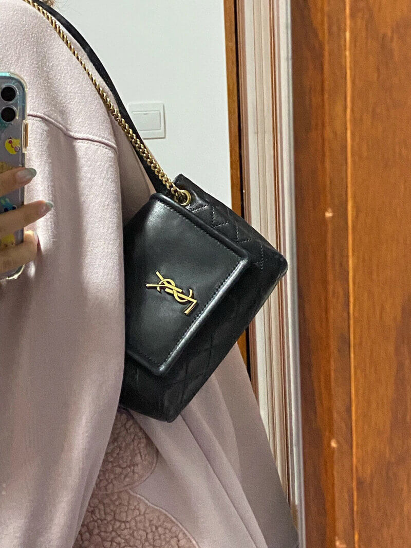 Saint Laurent Nolita Mini Leather Shoulder Bag 672738 Black