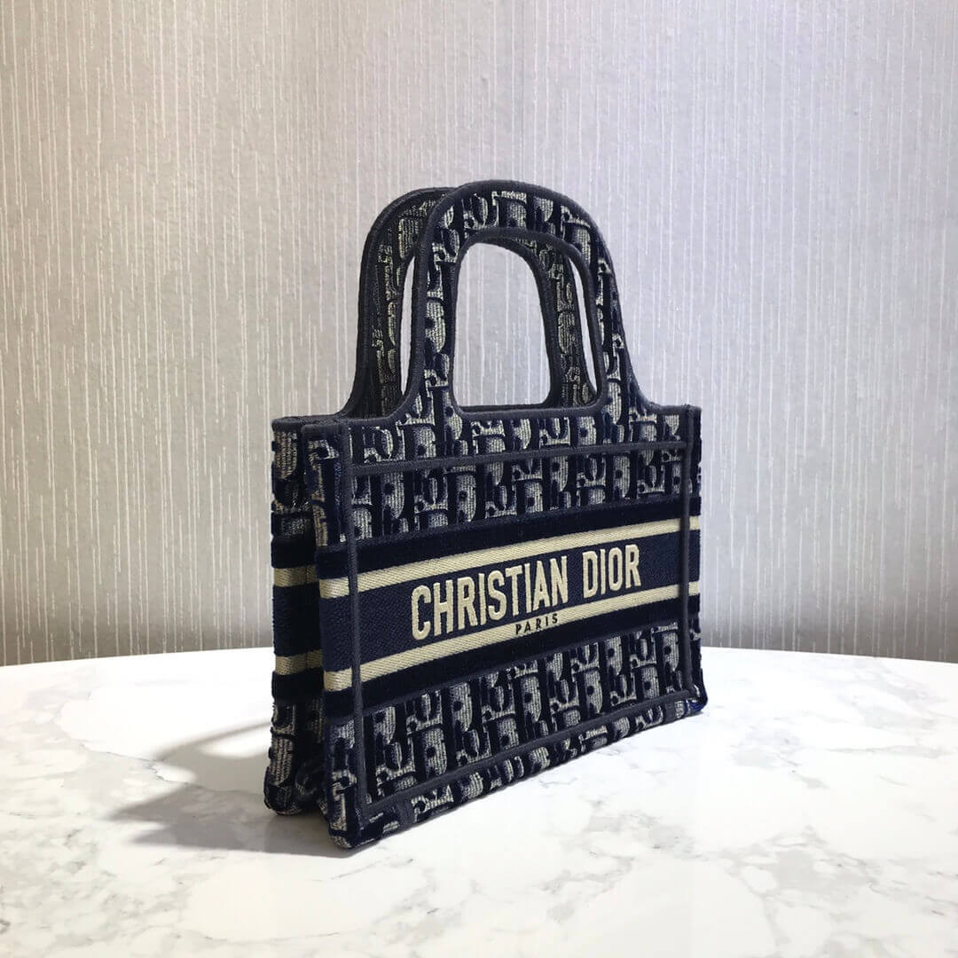 Dior Oblique Embroidered Velvet Mini Book Tote S5475Z