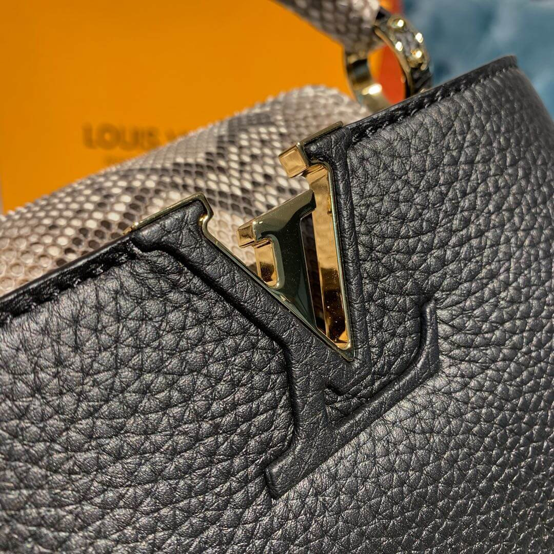 Louis Vuitton Taurillon And Python Leather Capucines Mini N97075
