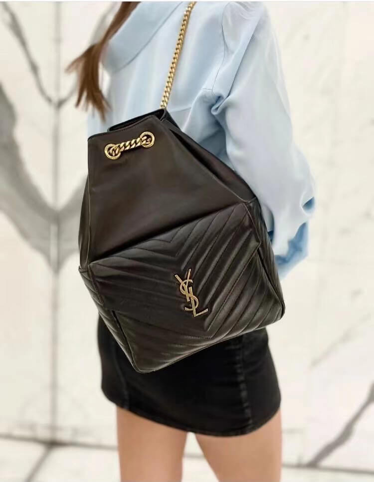 YSL Saint Laurent Joe Backpack 672609 In Black Lambskin