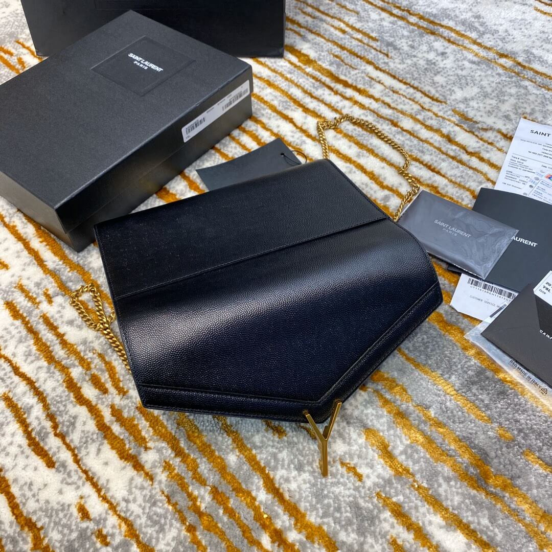 YSL Saint Laurent Cassandra Wallet On Chain In Grain Leather 582334