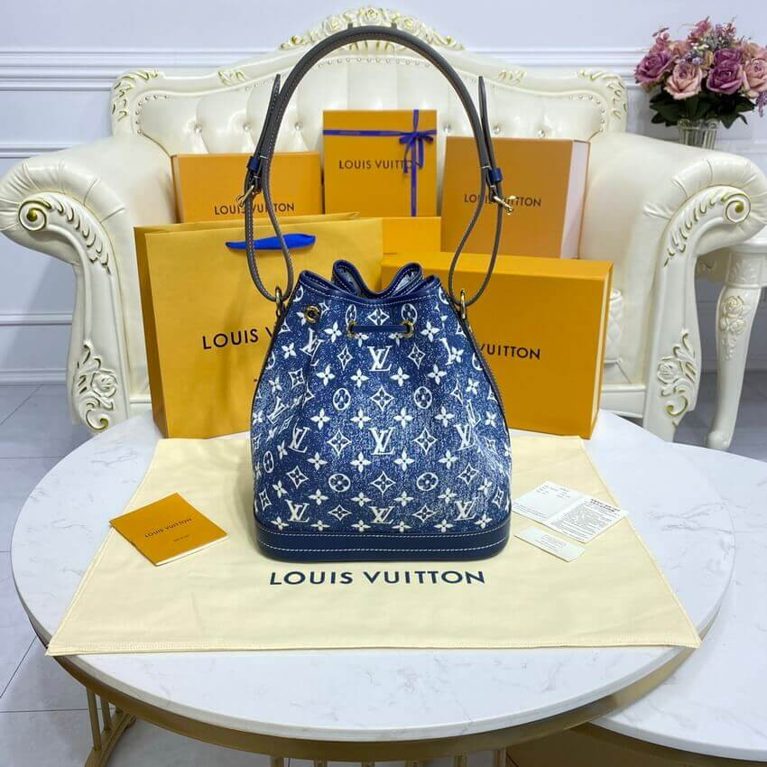 Louis Vuitton Denim Jacquard Textil Petit Noe M59606