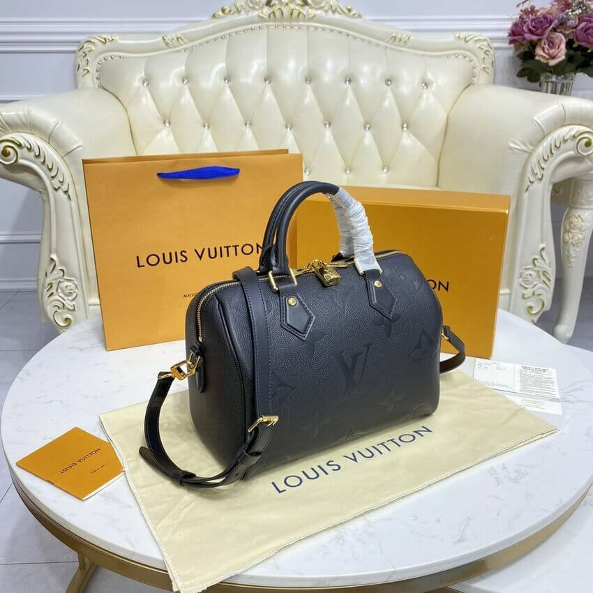 Louis Vuitton Monogram Empreinte Speedy Bandouliere 25 Black