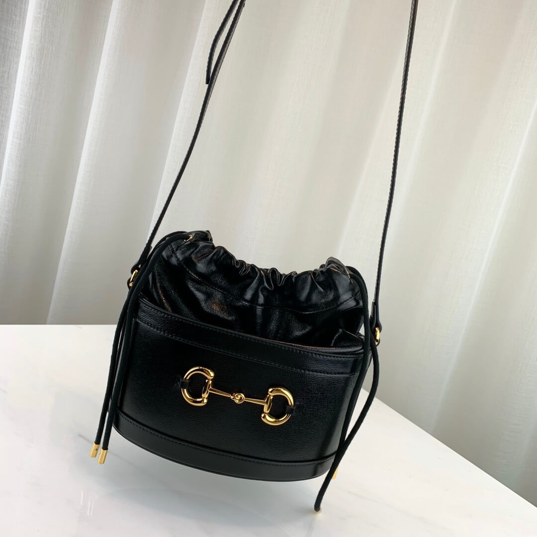 Gucci 1955 Horsebit Bucket Bag 602118 Black