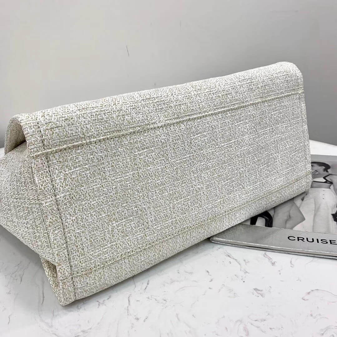 Chanel Deauville Tote 38cm Canvas Bag A66941 White/Gold