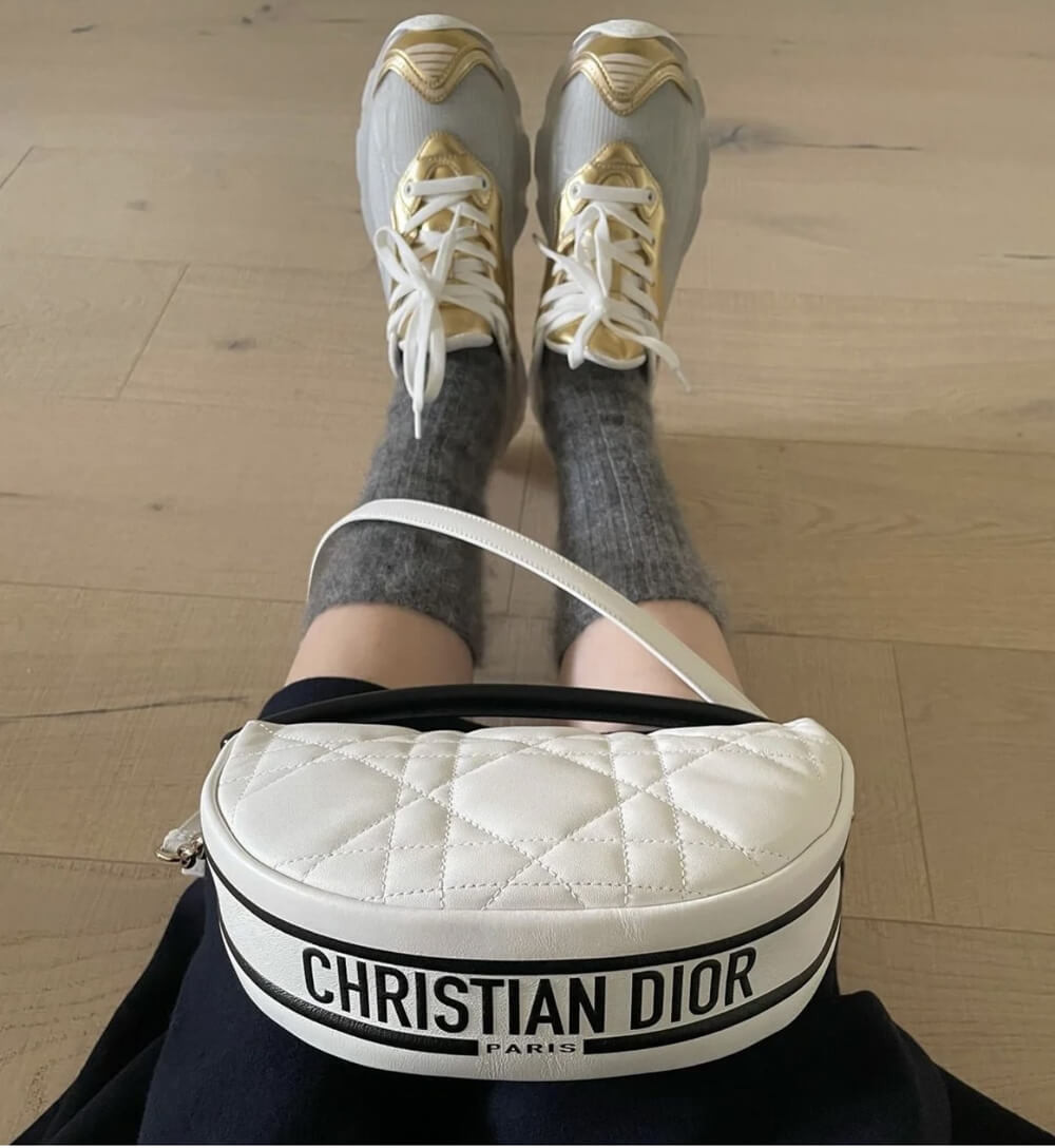 Christian Dior Small Vibe Hobo Bag M7200 White Cannage Lambskin