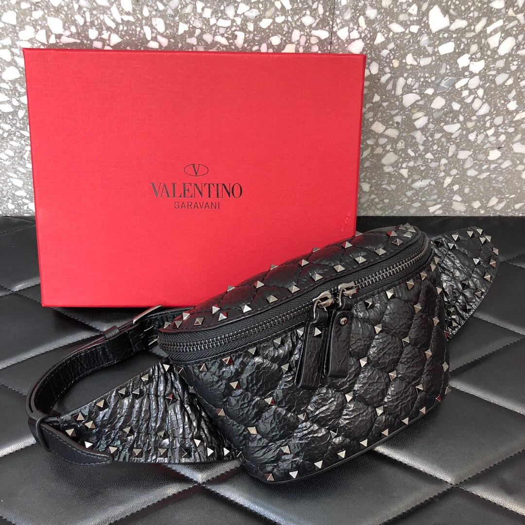 Valentino Garavani Rockstud Spike Waxy Leather Belt Bag 0620B