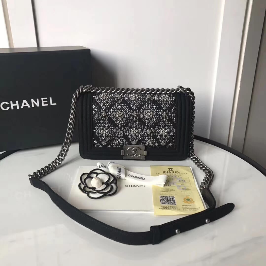 Chanel Wool Boy Chanel Handbag A67086