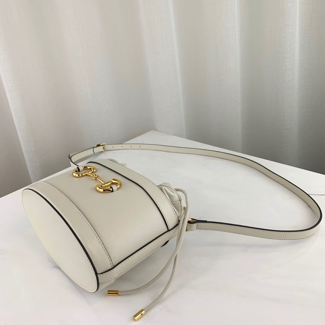 Gucci 1955 Horsebit Bucket Bag 602118 White