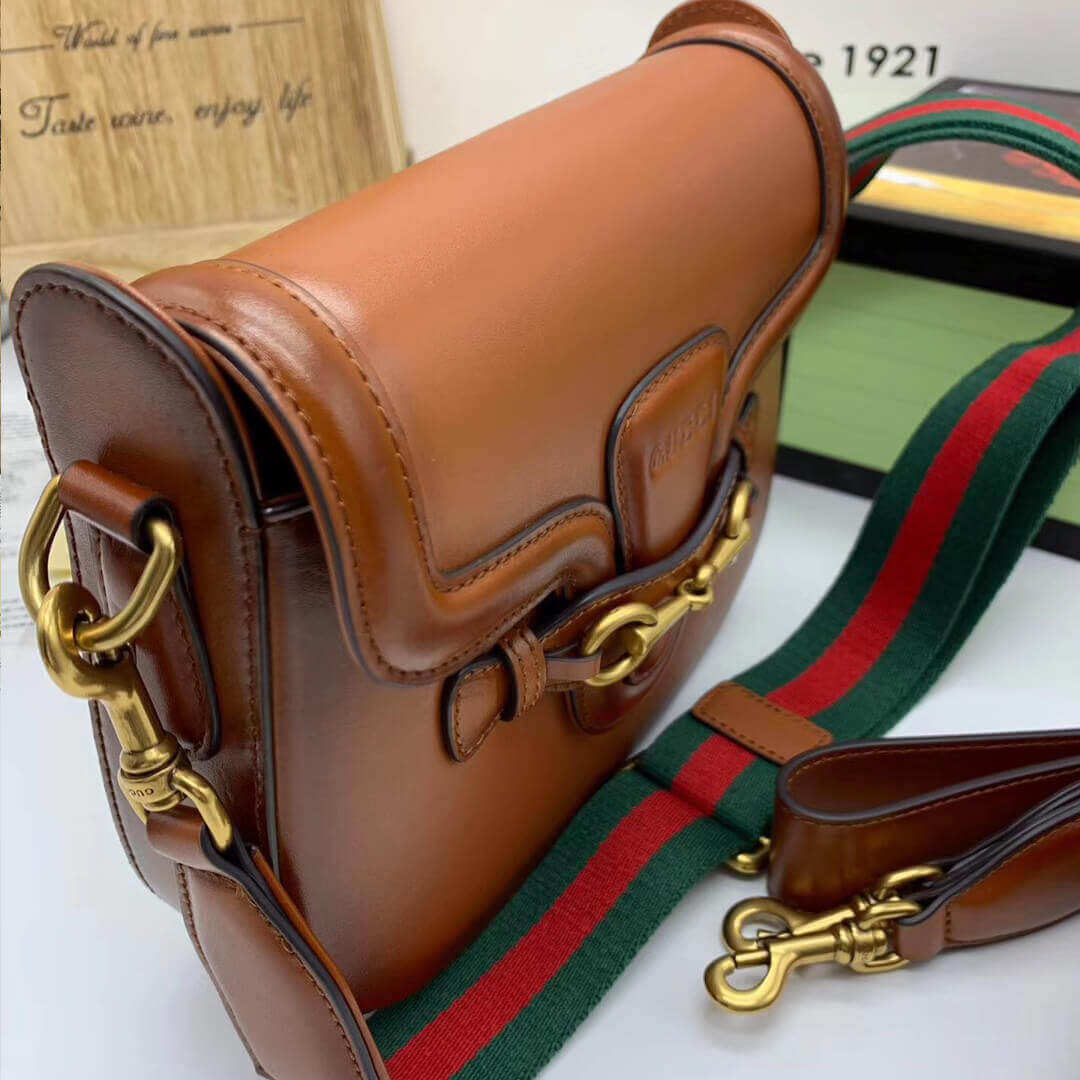 Gucci Lady Web Calfskin Leather Shoulder Bag 384821