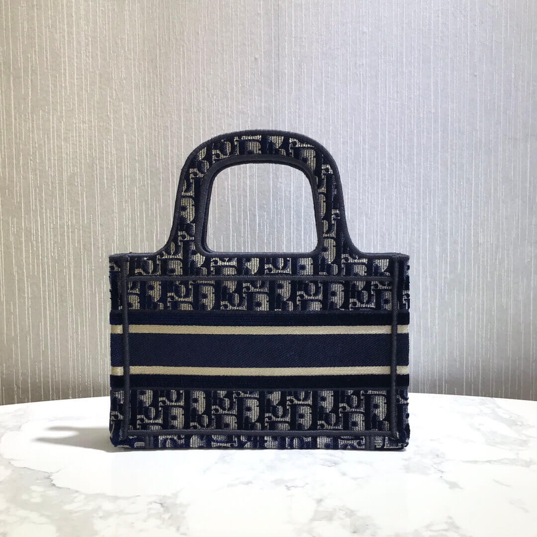 Dior Oblique Embroidered Velvet Mini Book Tote S5475Z