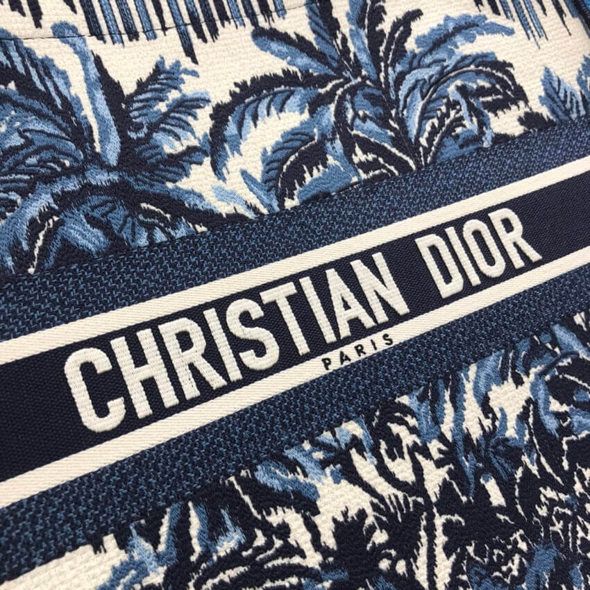 Dior Book Tote in Blue Palms Embroidery M1286