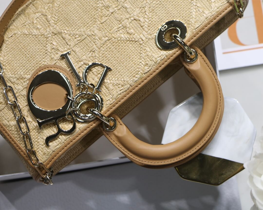 Christian Dior Lady D-Joy Bag Natural Cannage Raffia M05400