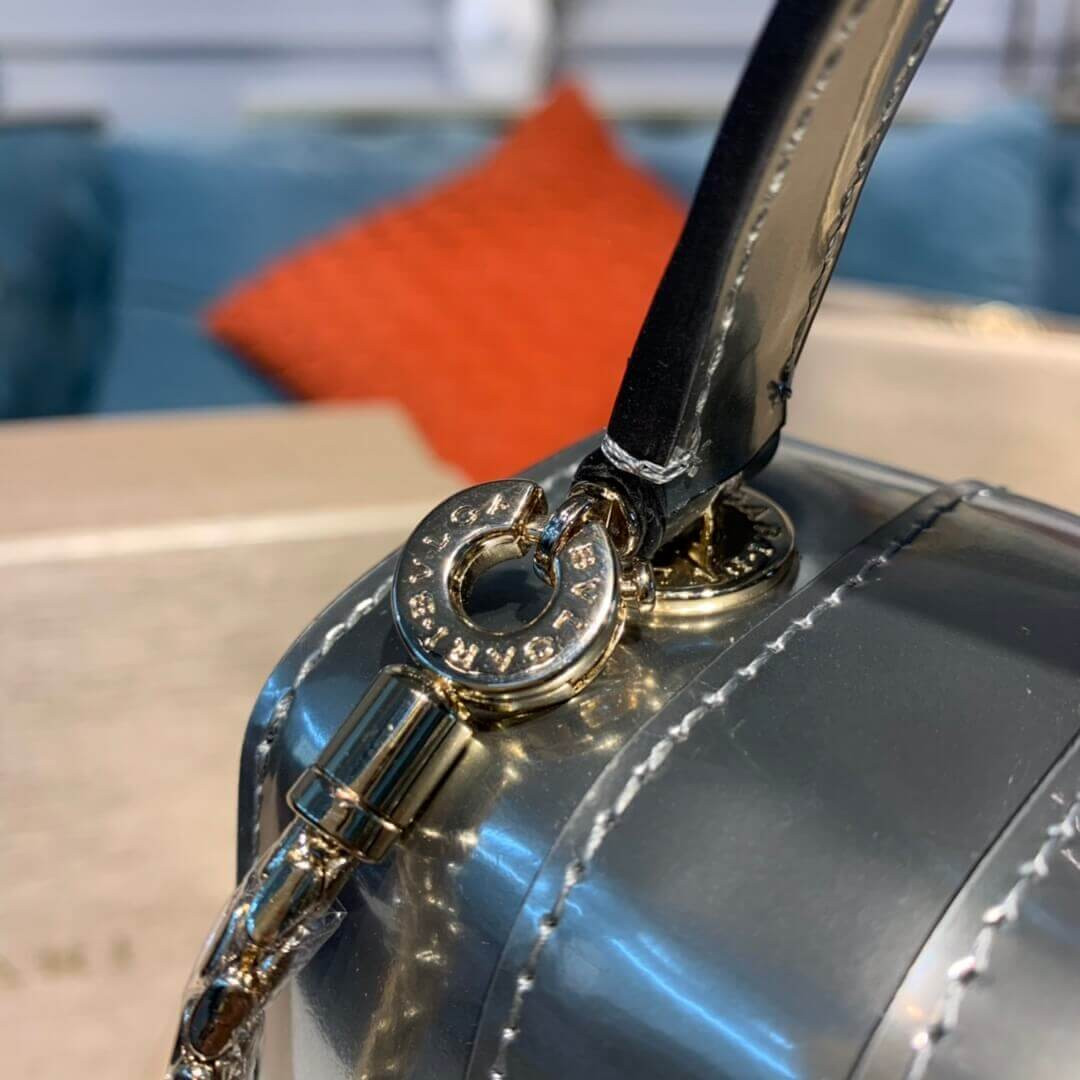 Bvlgari Serpenti Forever Crossbody Top Handle Bag 18cm in Silver Brushed Metallic 35106 284537