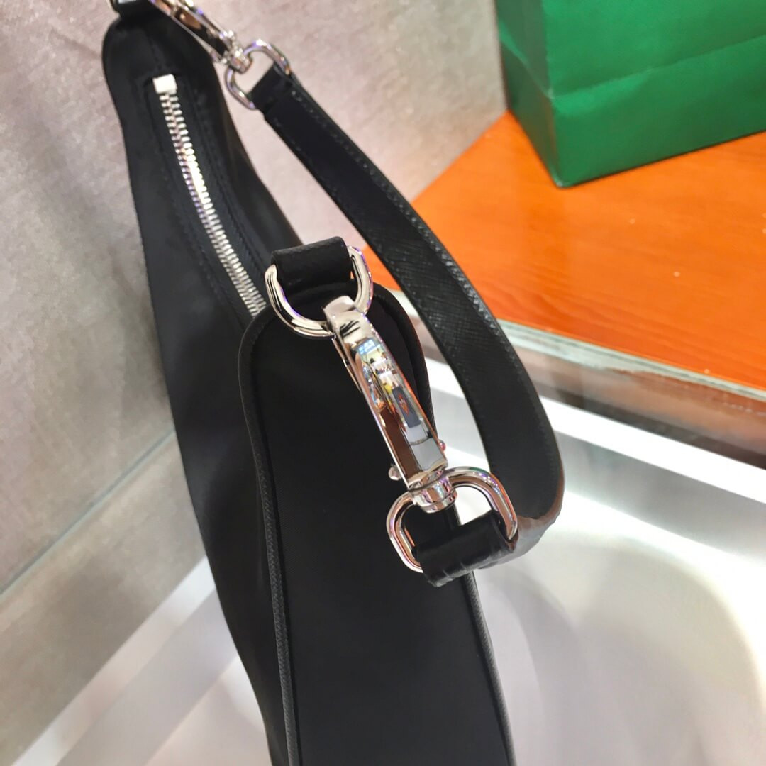 Prada Nylon And Crocodile Hobo Shoulder Bag 1BC204