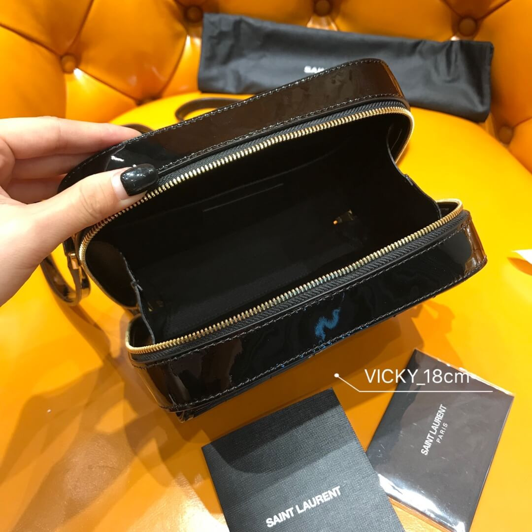 Saint Laurent Monogram Vicky Patent Leather Camera Bag 555052