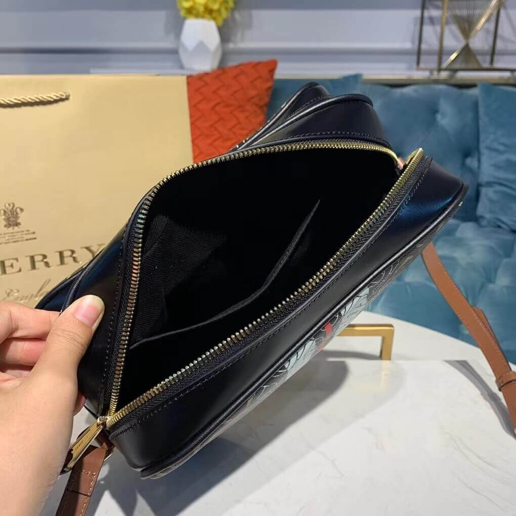 Burberry Medium Monogram Stripe E-canvas Camera Bag 80193761