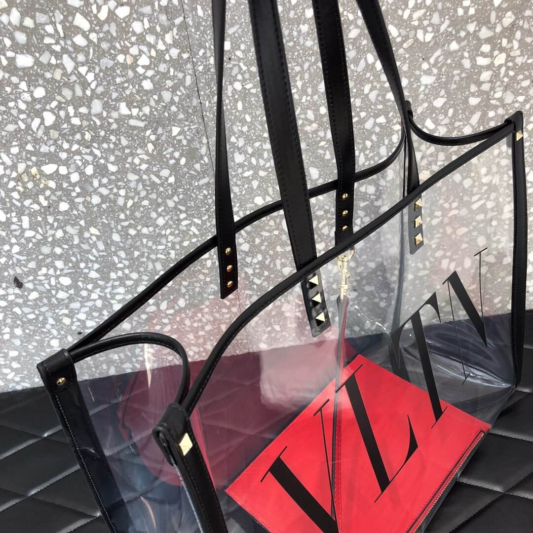 Valentino Garavani Grande Plage Medium PVC & Leather Tote Bag 9008