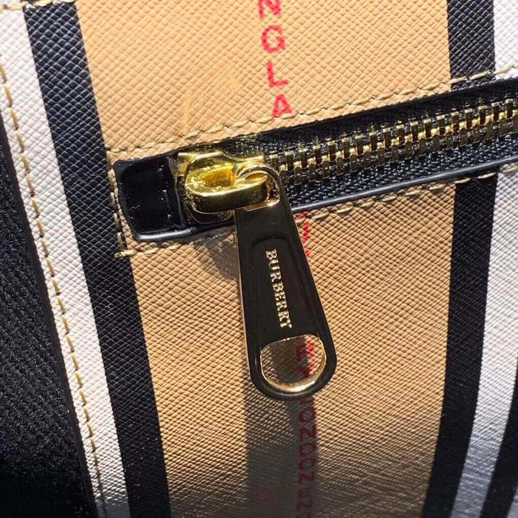 Burberry Logo and Stripe E-canvas Portrait Tote Bag 80223771
