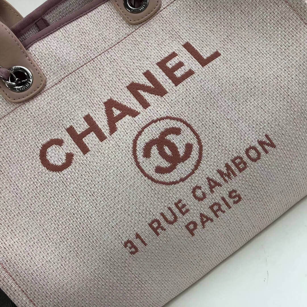 Chanel Deauville Tote 38cm Canvas Bag A66941 Bubblegum Pink