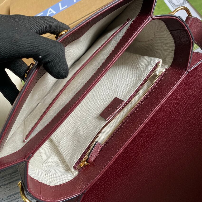 Gucci Horsebit 1955 Small Bag 602204 in  Burgundy GG Canvas