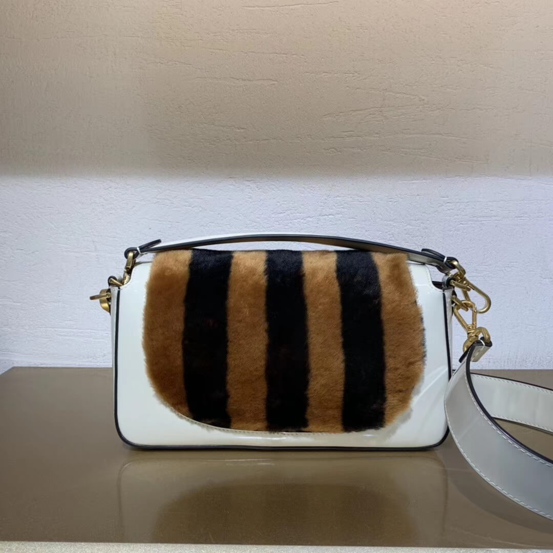 Fendi Patent Leather And Sheepskin Baguette Bag 8BR600