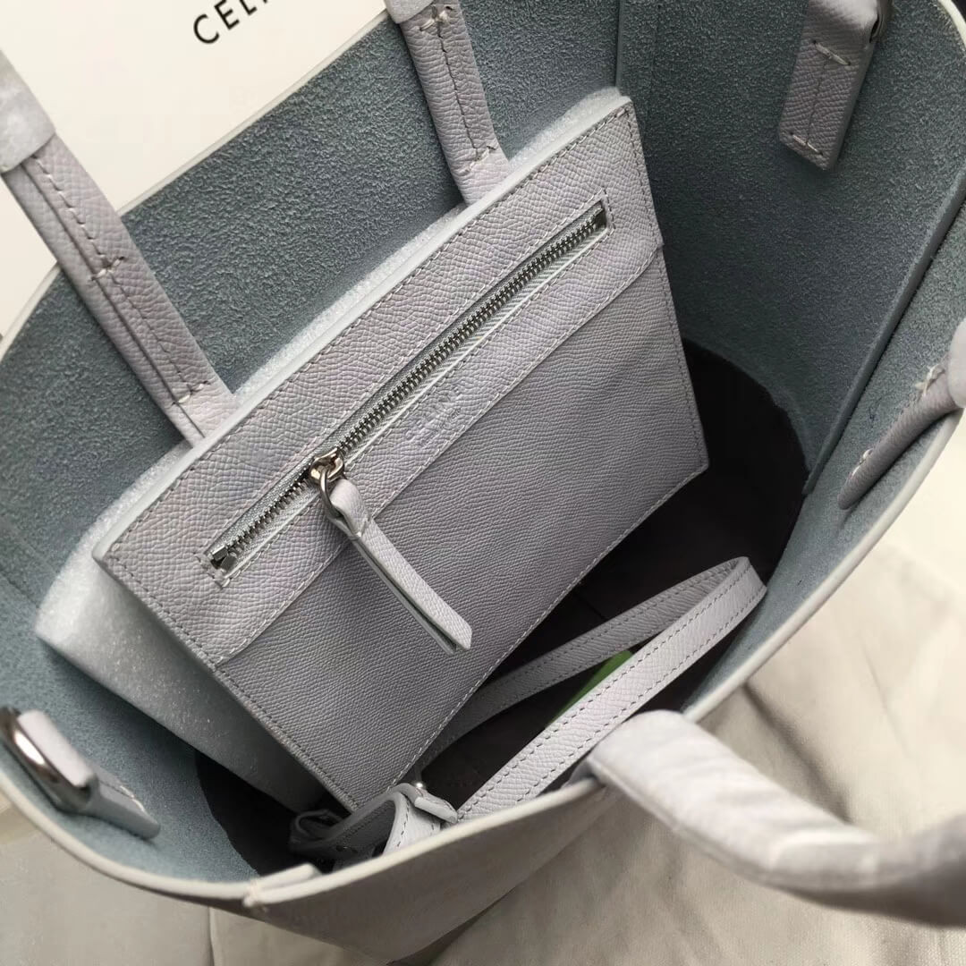 Celine Small Cabas In Grained Calfskin 189813 Light Gren/Grey