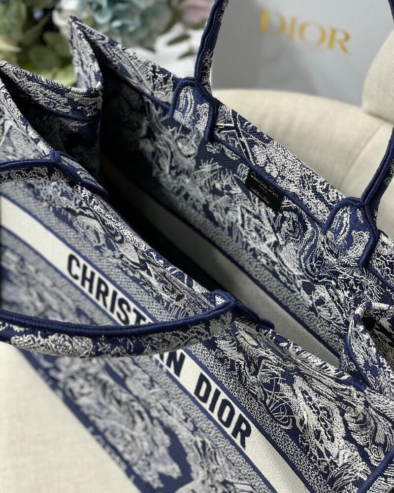 Dior Book Tote Blue Toile de Jouy Reverse Embroidery M1286