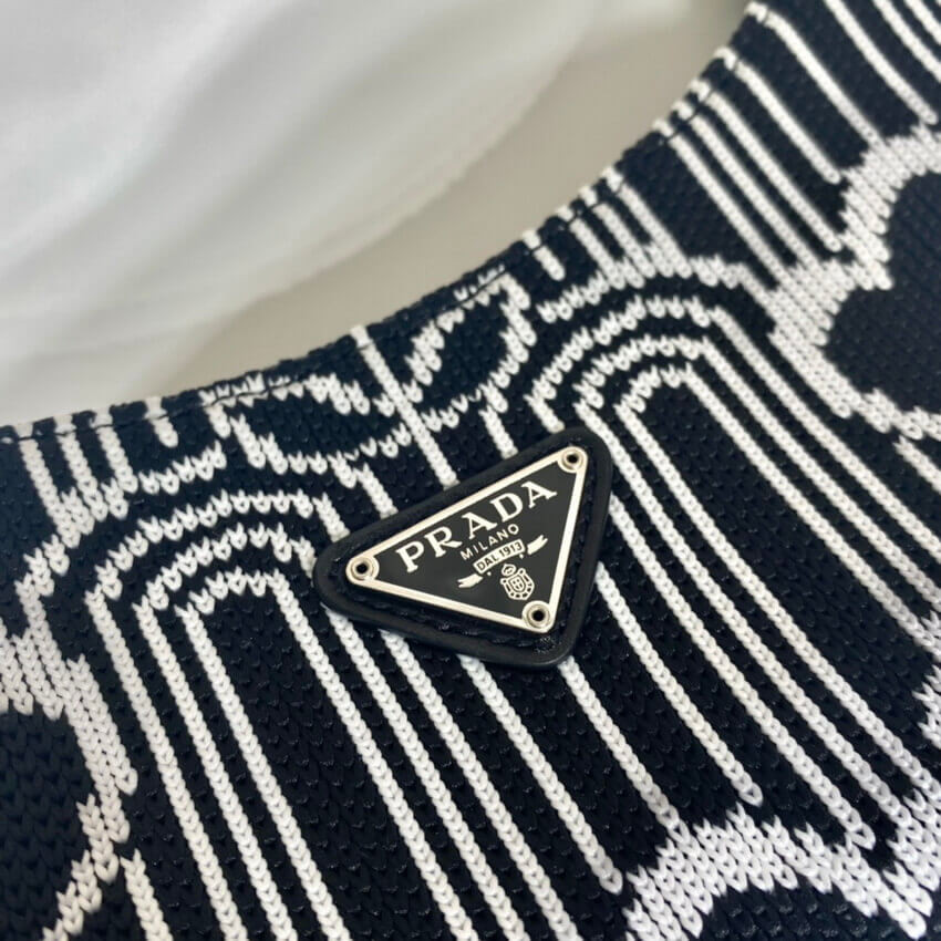 Prada Cleo Jacquard Knit and Leather Bag 1BC499