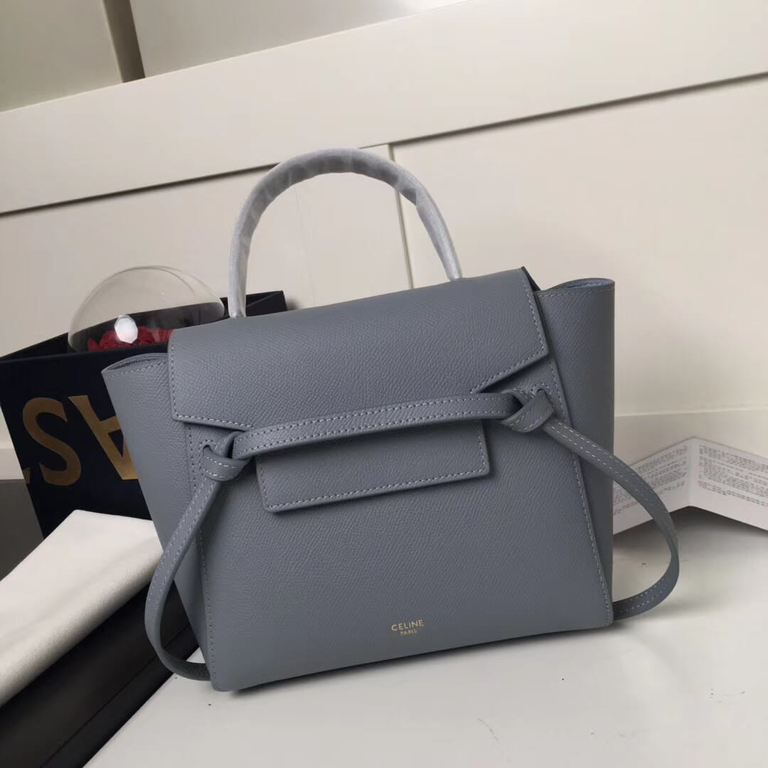 Celine Micro Belt Bag In Grained Calfskin 189153 Light Blue