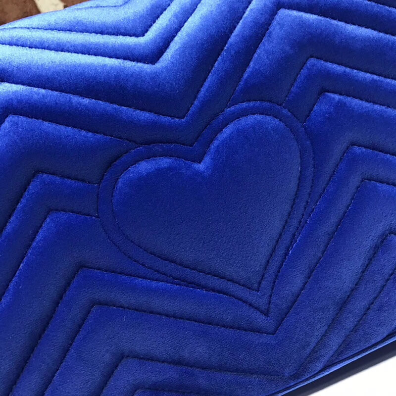 Gucci GG Marmont Embroidered Modern And Rose Velvet Chevron Shoulder Bag 443496