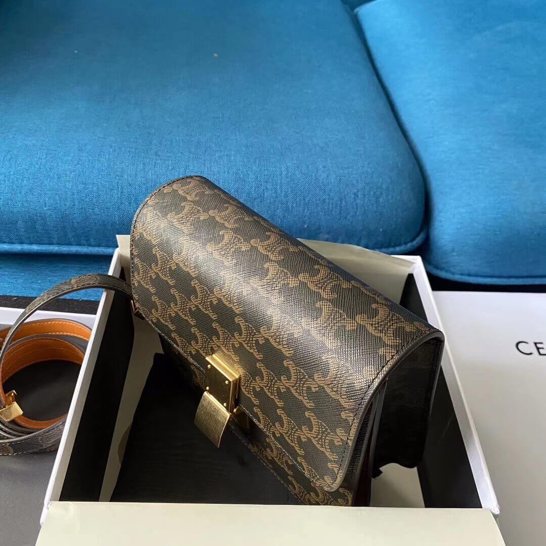 Celine Small Classic Bag In Triomphe Canvas 189183