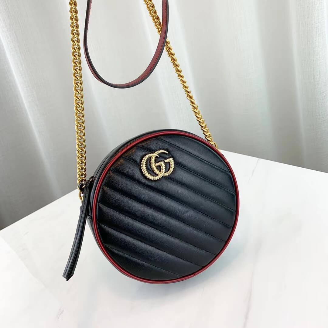 Gucci GG Marmont Mini Round Shoulder Bag 550154 Black