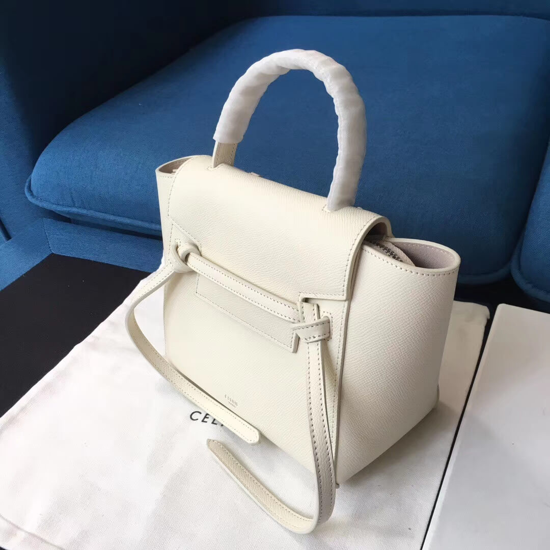 Celine Micro Belt Bag In Grained Calfskin 189153 White