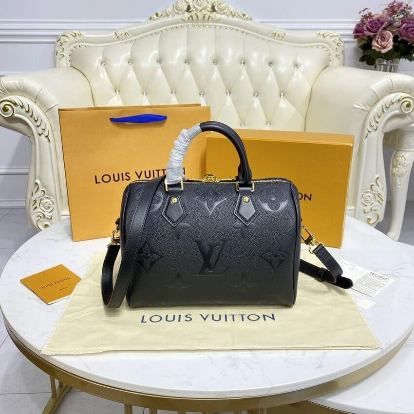 Louis Vuitton Monogram Empreinte Speedy Bandouliere 25 Black
