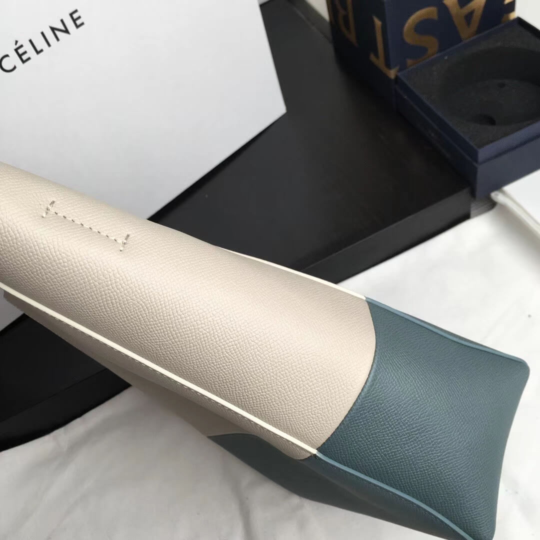 Celine Small Cabas In Grained Calfskin 189813 Beige/Light Blue