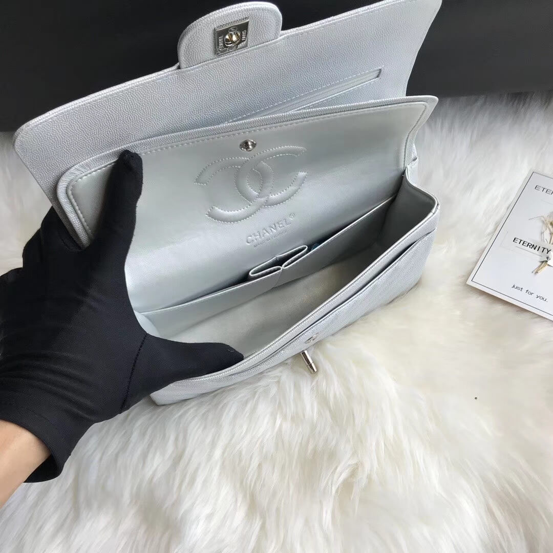 Chanel Chevron Caviar Calfskin Classic Flap Bag A01112