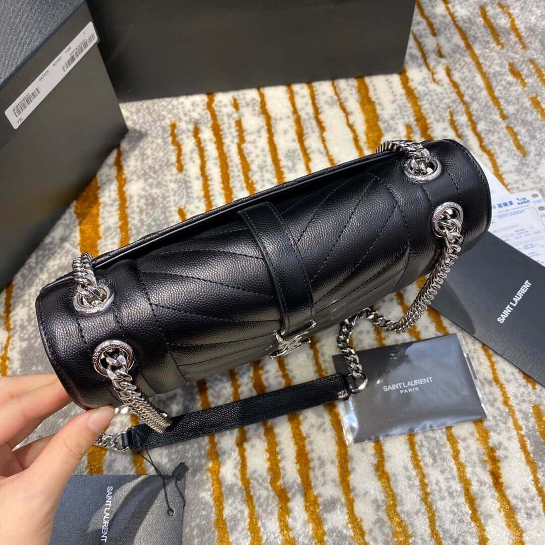 Saint Laurent Grain Leather Envelope Medium Bag 487206 Black